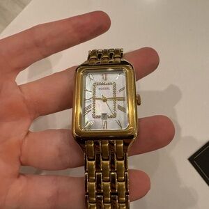 Fossil Raquel Mother of Pearl Gold toned rectangular Watch